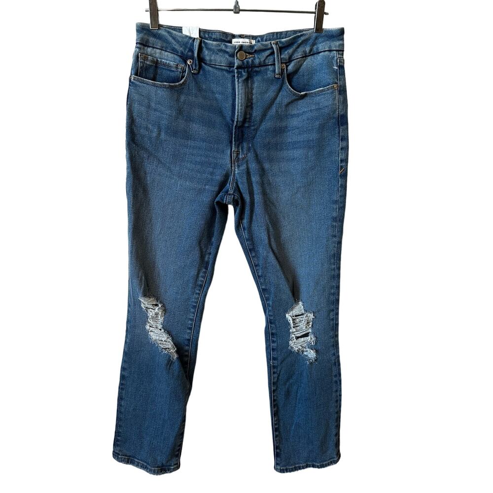 NWT Good American Womens Good Classic Distressed Jeans Size 10/30 Casual Denim